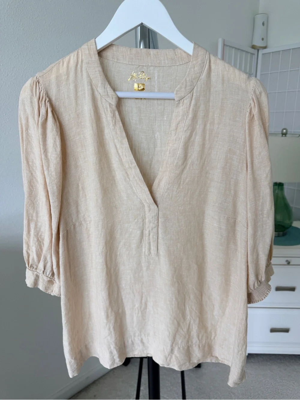 Lilly Pulitzer Light Beige Linen V-Neck Tunic
